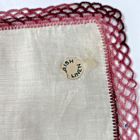 Irish Linen Bridesmaid Handkerchief Wedding Crochet Lace Cottagecore Granny - Picture 3 of 5